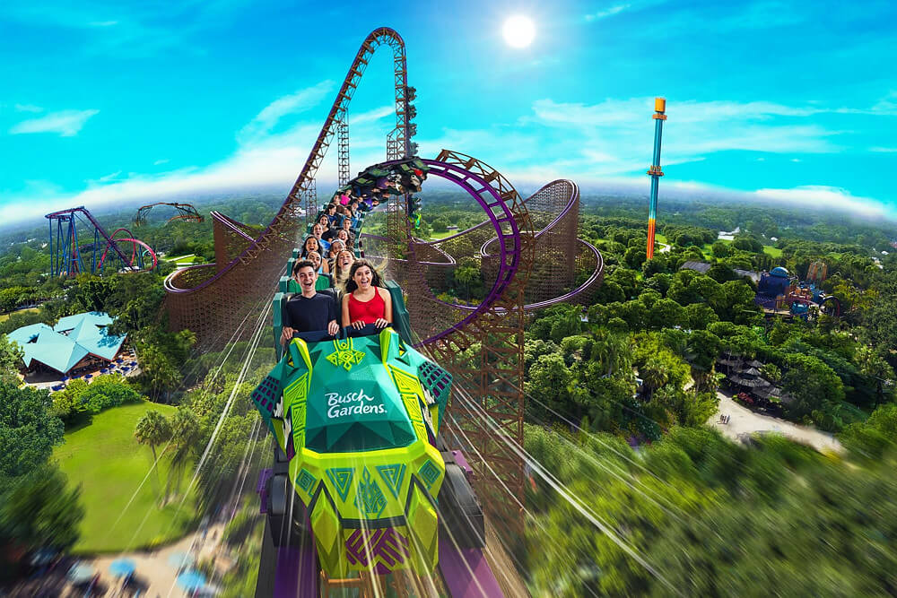 Achterbahn Iron Gwazi im Freizeitpark Busch Gardens Tempa Bay